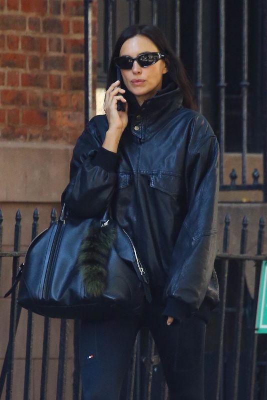 IRINA SHAYK in All Black Ensemble Out in New York 10/11/2024