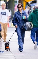 IRINA SHAYK in Doubles Denim Out with Her Dog in New York 10/09/2024