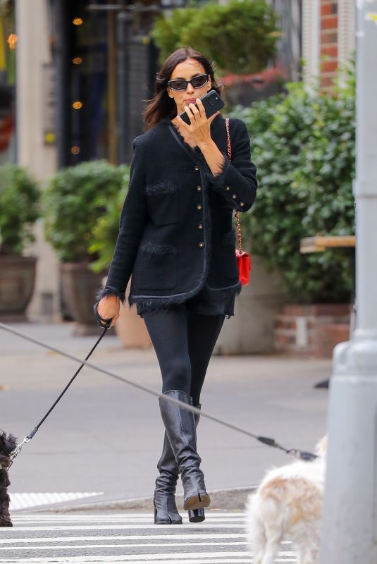 IRINA SHAYK Out with Her Dog in New York 10/17/2024