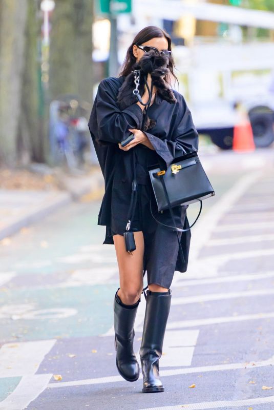 IRINA SHAYK Out with Her Dog in New York 10/23/2024