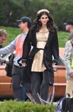 KAIA GERBER and LESLIE BIBB on the Set of Palm Royale 10/16/2024