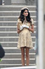 KAIA GERBER and LESLIE BIBB on the Set of Palm Royale 10/16/2024