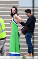 KAIA GERBER and LESLIE BIBB on the Set of Palm Royale 10/16/2024