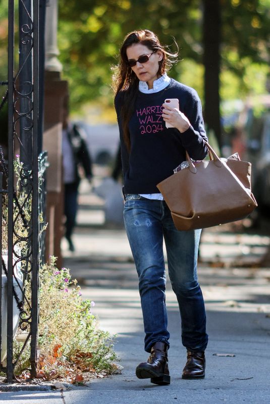 KATIE HOLMES Out and About in New York 10/30/2024