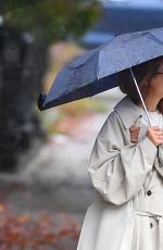 KATIE HOLMES Out on a Rainy Day in New York 09/29/2024