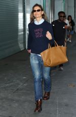 KATIE HOLMES Wears a Harris Walz 2024 Sweater Out in New York 10/30/2024