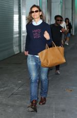 KATIE HOLMES Wears a Harris Walz 2024 Sweater Out in New York 10/30/2024