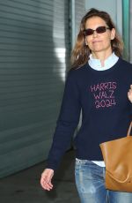 KATIE HOLMES Wears a Harris Walz 2024 Sweater Out in New York 10/30/2024