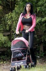 KATIE PRICE Walking Her New Sphynx Cats in a Pink Pram in London 10/22/2024