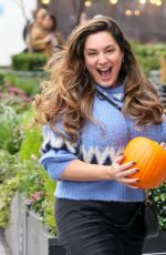 KELLY BROOK Leaves Heart Radio with a Pumpkin in London 10/31/2024