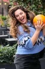 KELLY BROOK Leaves Heart Radio with a Pumpkin in London 10/31/2024