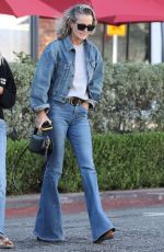 LAETICIA HALLYDAY in Double Denim Out with a Friend in Beverly Hills 10/21/2024