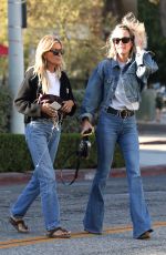 LAETICIA HALLYDAY in Double Denim Out with a Friend in Beverly Hills 10/21/2024