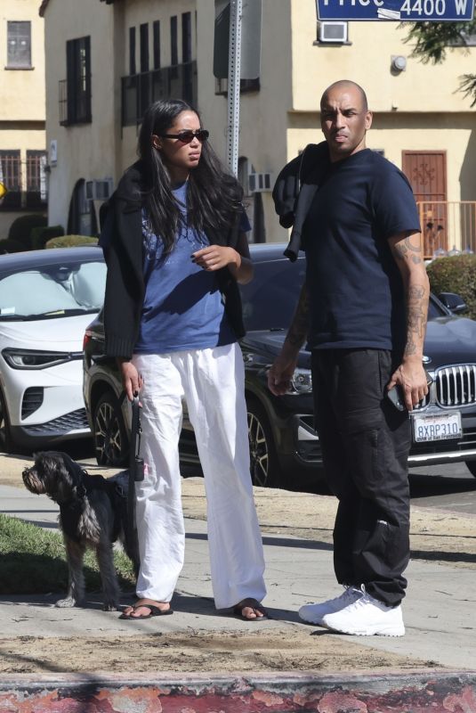 LAURA HARRIER Out with Her Boyfriend and Their Dog in Los Angeles 10/22/2024