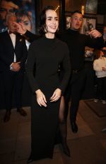 LILY COLLINS at Barcelona Press Night Afterparty in London 10/30/2024