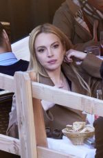 LINDSAY LOHAN on a Lunch Date with Her Husband Bader Shammas in Paris 10/01/2024