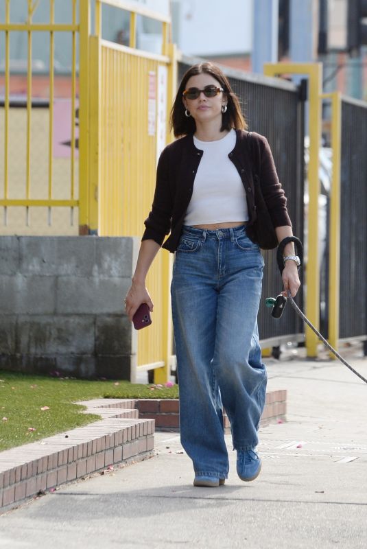 LUCY HALE Out for Stroll with Her Dog in Los Angeles 10/27/2024