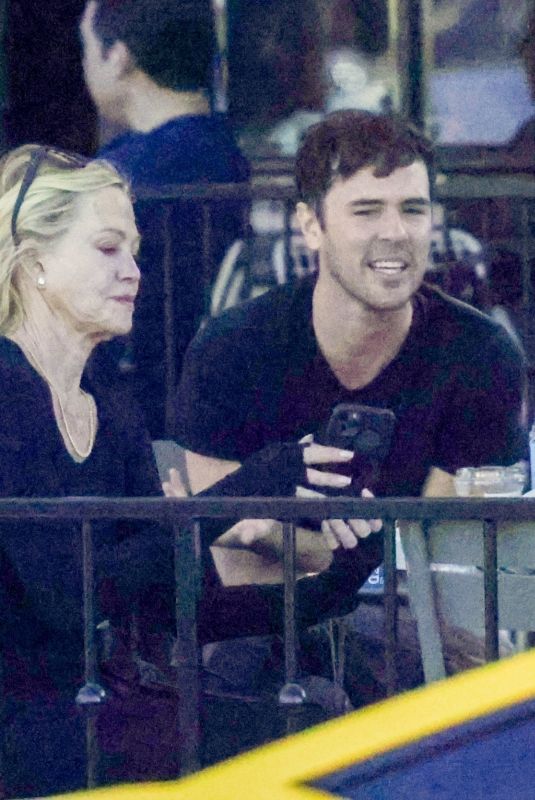 MELANIE GRIFFITH Out for Coffee with STELLA BANDERAS and Friends at Alfred