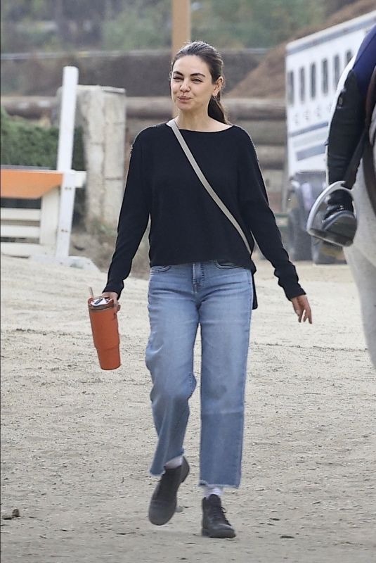 MILA KUNIS at a Horseback Riding in Los Angeles 10/27/2024