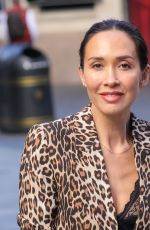 MYLEENE KLASS Arrives at Smooth Radio in Animal Print Trouser Suit in London 10/17/2024