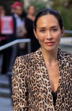 MYLEENE KLASS Arrives at Smooth Radio in Animal Print Trouser Suit in London 10/17/2024