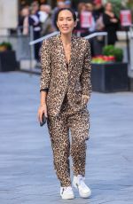 MYLEENE KLASS Arrives at Smooth Radio in Animal Print Trouser Suit in London 10/17/2024