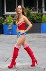 MYLEENE KLASS Leaves Smooth Radio Dressed as Wonder Woman in London 10/31/2024