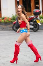 MYLEENE KLASS Leaves Smooth Radio Dressed as Wonder Woman in London 10/31/2024