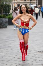 MYLEENE KLASS Leaves Smooth Radio Dressed as Wonder Woman in London 10/31/2024