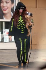 PHOEBE PRICE in a Skeleton Sweatsuit Heading to CVS Pharmacy in Los Angeles 10/28/2024