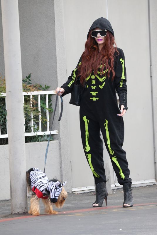 PHOEBE PRICE in a Skeleton Sweatsuit Heading to CVS Pharmacy in Los Angeles 10/28/2024