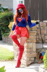 PHOEBE PRICE in a Supergirl Halloween Costume Out in Los Angeles 10/30/2024