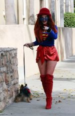 PHOEBE PRICE in a Supergirl Halloween Costume Out in Los Angeles 10/30/2024