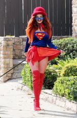 PHOEBE PRICE in a Supergirl Halloween Costume Out in Los Angeles 10/30/2024