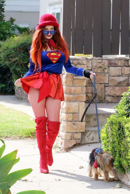 PHOEBE PRICE in a Supergirl Halloween Costume Out in Los Angeles 10/30/2024
