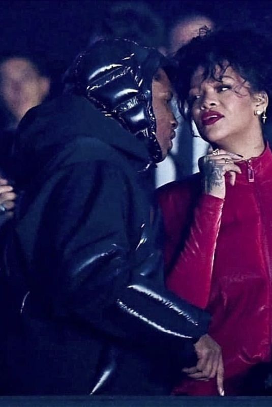 RIHANNA and ASAP Rocky Arrives at Moncler