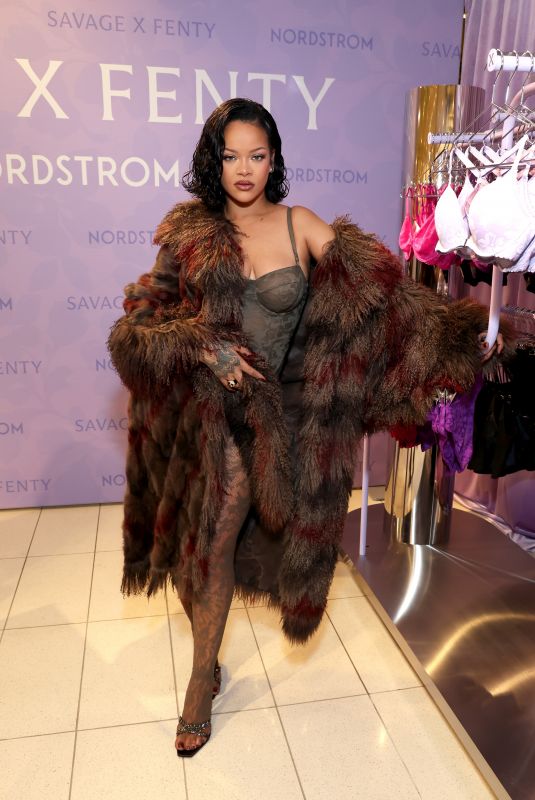 RIHANNA at Savage x Fenty Lavish Lace Debut at Nordstrom in Los Angeles 10/10/2024
