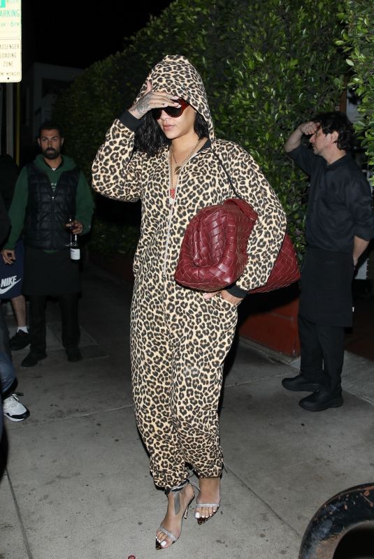 RIHANNA in a Leopard-print Jumpsuit Leaves Giorgio Baldi in Santa Monica 10/30/2024