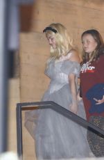 SELENA GOMEZ in Ruffled Tulle Dress and Blonde Wig Leaves Nobu in Malibu 10/26/2024