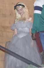 SELENA GOMEZ in Ruffled Tulle Dress and Blonde Wig Leaves Nobu in Malibu 10/26/2024