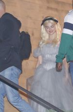 SELENA GOMEZ in Ruffled Tulle Dress and Blonde Wig Leaves Nobu in Malibu 10/26/2024