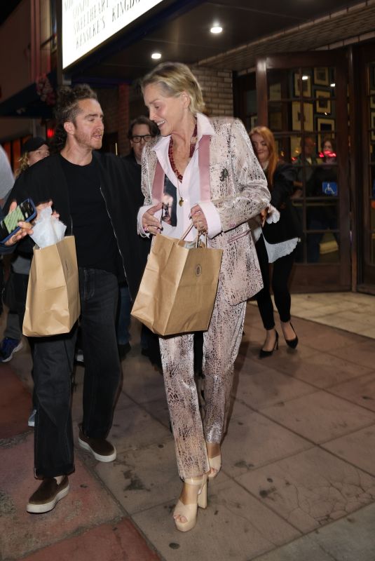 SHARON STONE Night Out in Santa Monica 10/22/2024