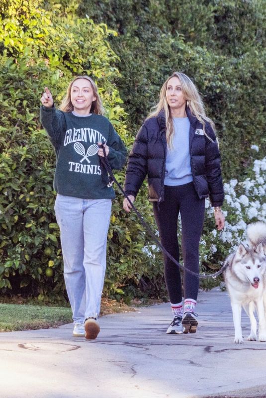 TISH and BRANDI CYRUS Out with Their Dog in Toluca Lake 10/30/2024