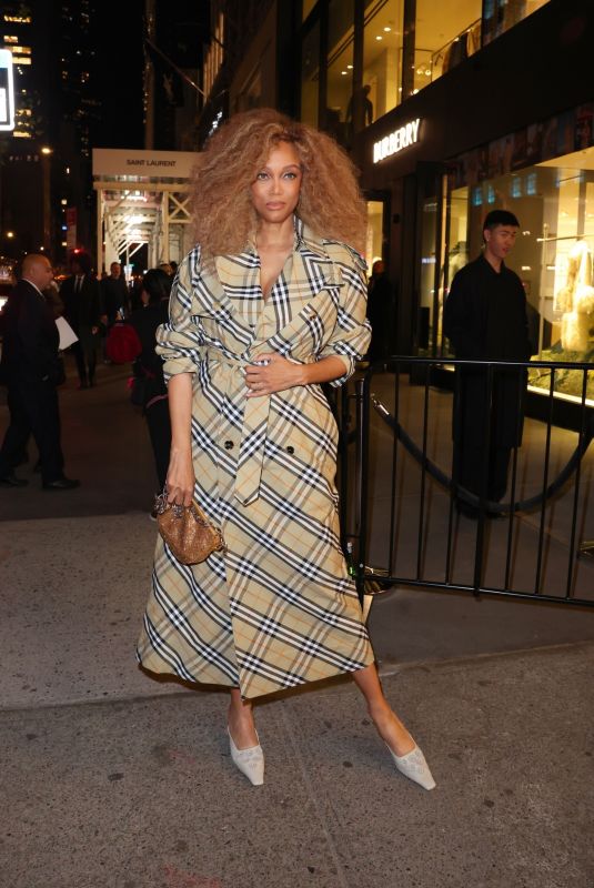 TYRA BANKS Arrives at Burberry Flagship Store Opening in New York 10/16/2024