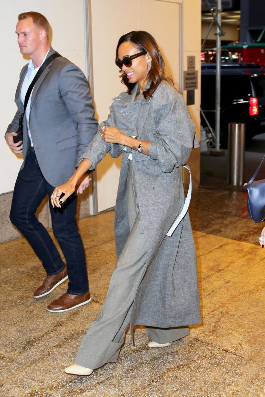 ZOE SALDANA Arrives at CBS in New York 10/15/2024