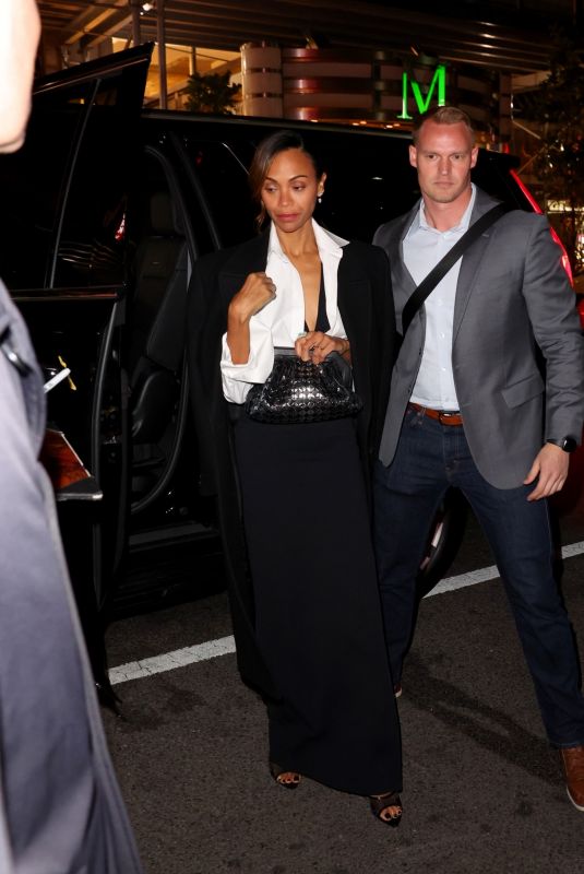 ZOE SALDANA Arrives at Robin Williams Theater for Emilia Perez Q&A in New York 10/15/2024