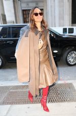 ZOE SALDANA in a Brown Leather Outfit Out in New York 10/15/2024