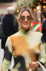 ASHLEY ROBERTS Leaves Heart Radio in a Tight Multicoloured Dress in London 11/18/2024