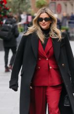 ASHLEY ROIBERTS in a Red Trouser Suit Arrives at Heart Radio 11/21/2024
