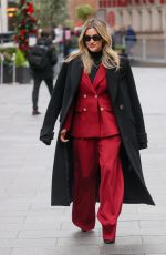 ASHLEY ROIBERTS in a Red Trouser Suit Arrives at Heart Radio 11/21/2024